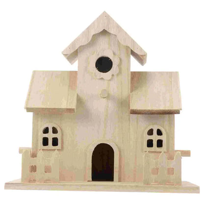 Multi gabled light wood bird nest box garden decor