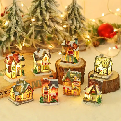 Rustic snow dusted wooden led light house living room decor