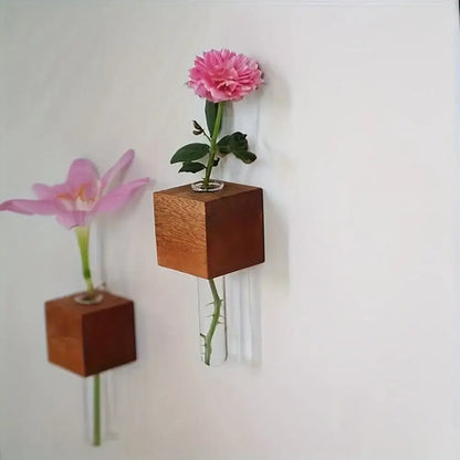 Modern dark wood magnetic test tube vase living room wall decor