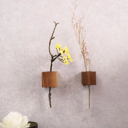 Modern dark wood magnetic test tube vase living room wall decor
