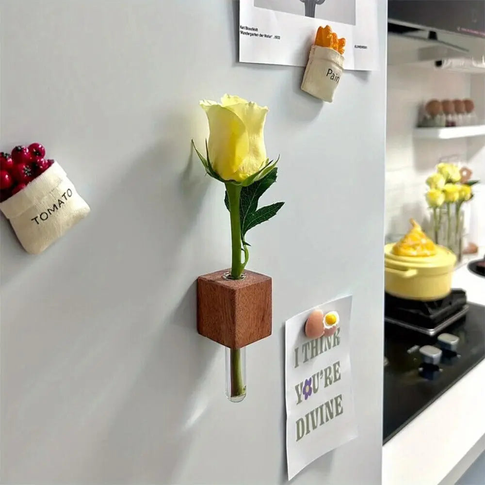 DecorBites™ Wooden Magnetic Test Tube Vase for DIY Flower Arrangement