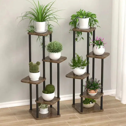 Rustic wooden plant stand shelf living room tiered flower pot display