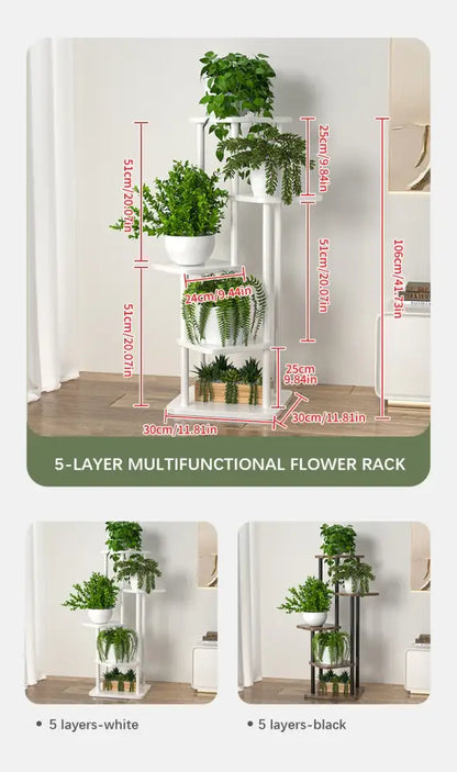 Rustic wooden plant stand shelf living room tiered flower pot display