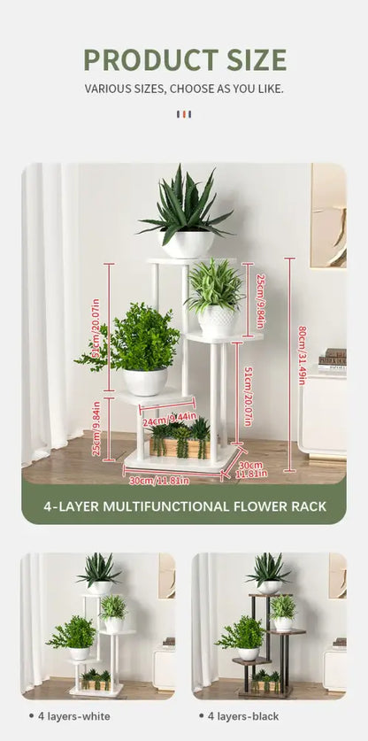 Rustic wooden plant stand shelf living room tiered flower pot display