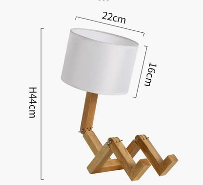 Minimalist wooden robot shape creative table lamp bedroom night light