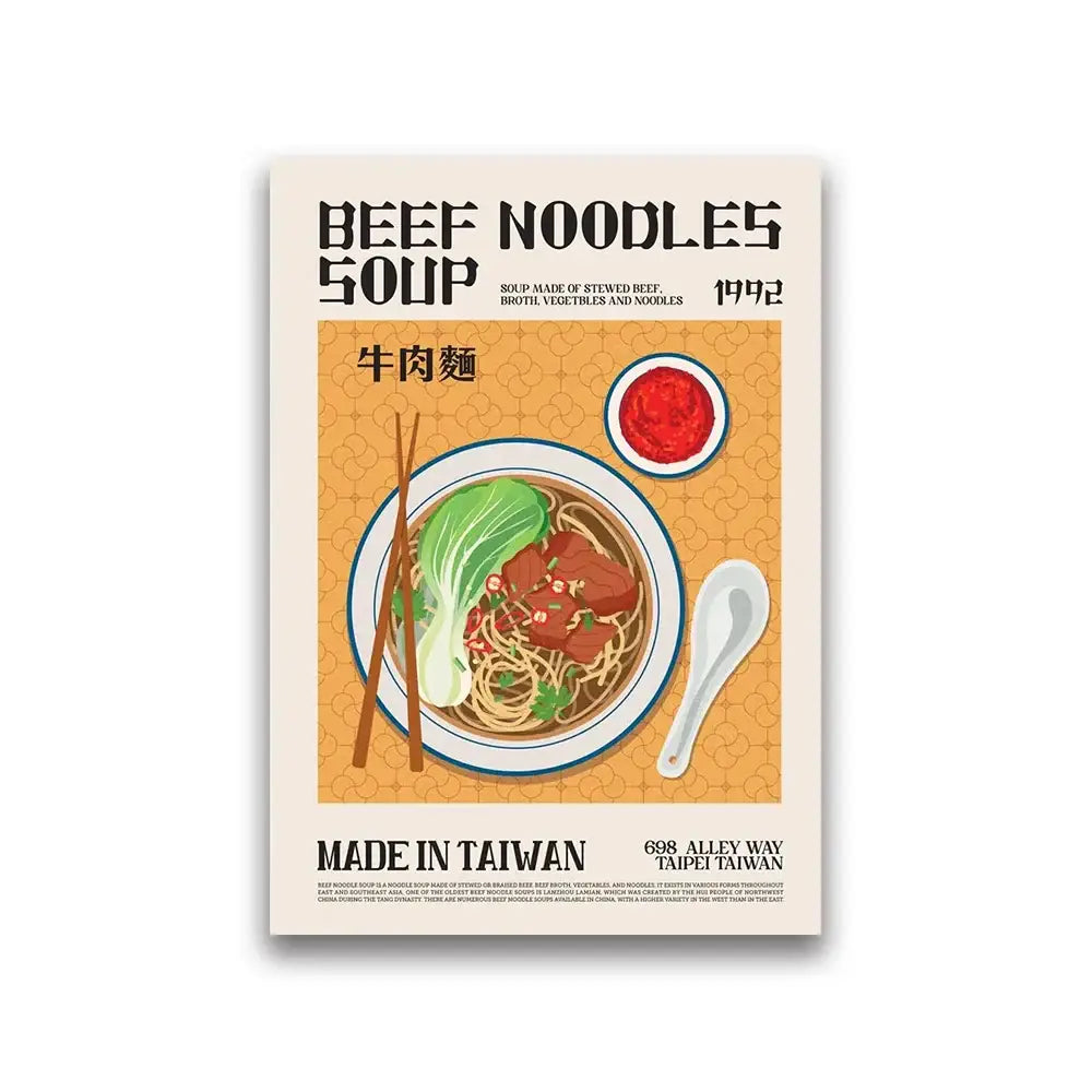 Minimalist purple ramen world cuisine canvas print kitchen wall art