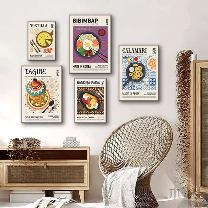 Geometric tacos world cuisine food canvas wall art for kitchen