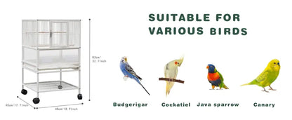 White wrought iron bird cage double door living room pet habitat