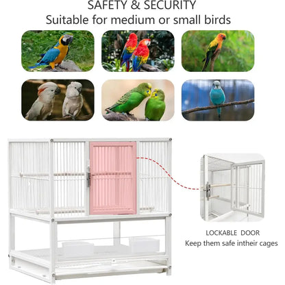White wrought iron bird cage double door living room pet habitat
