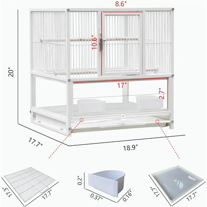 White wrought iron bird cage double door living room pet habitat