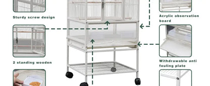 White wrought iron bird cage double door living room pet habitat