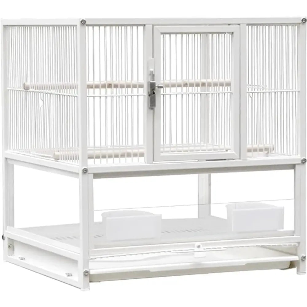 White wrought iron bird cage double door living room pet habitat
