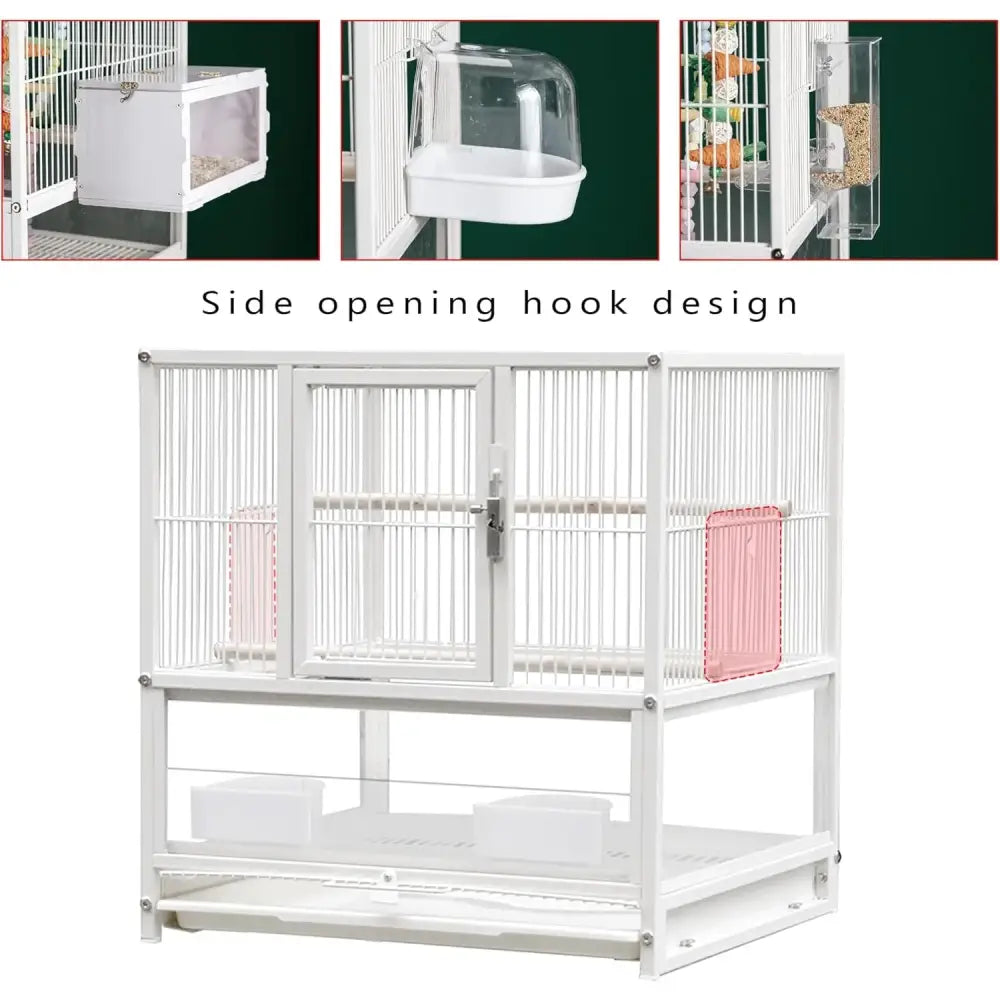White wrought iron bird cage double door living room pet habitat