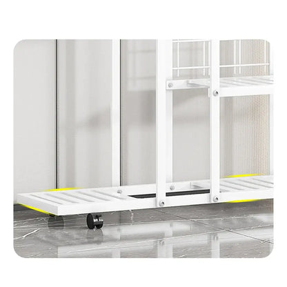 White wrought iron plant stand with wheels living room shelf