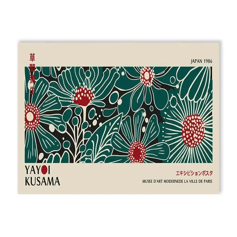 Yayoi kusama flower abstract canvas print living room wall art