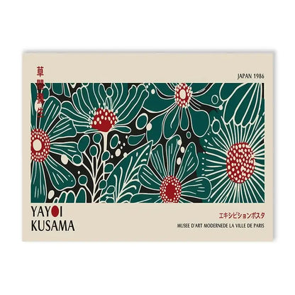 Yayoi kusama flower abstract canvas print living room wall art