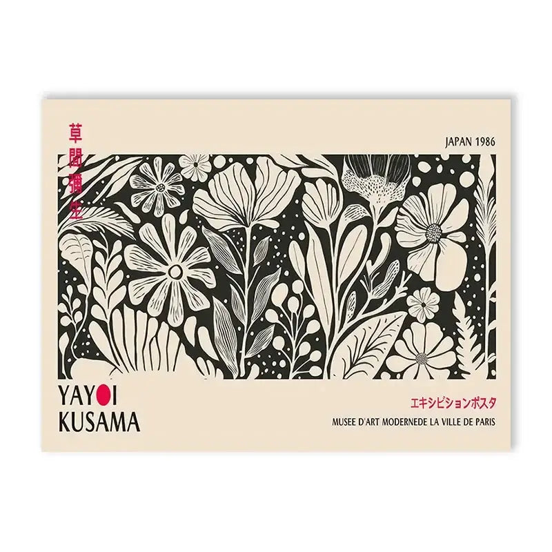 Yayoi kusama flower abstract canvas print living room wall art