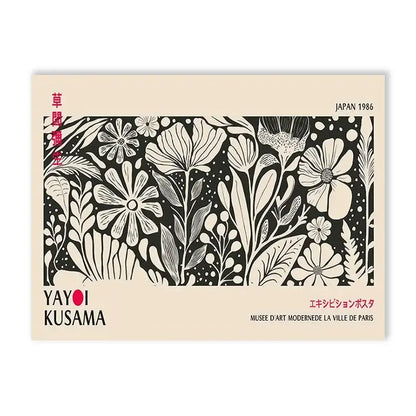 Yayoi kusama flower abstract canvas print living room wall art