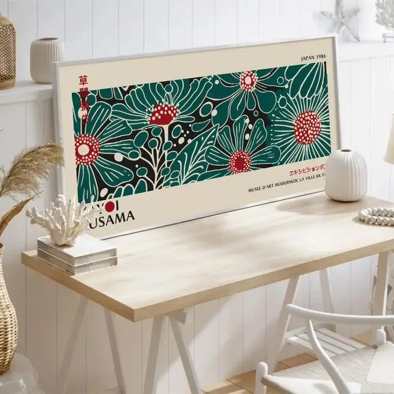 Yayoi kusama flower abstract canvas print living room wall art