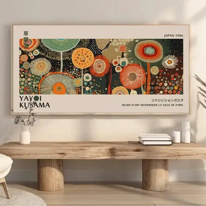 Yayoi kusama flower abstract canvas print living room wall art