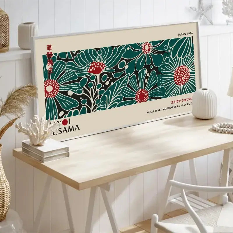 Yayoi kusama flower abstract canvas print living room wall art