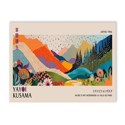 Yayoi kusama flower abstract canvas print living room wall art