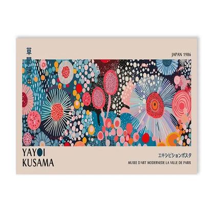 Yayoi kusama flower abstract canvas print living room wall art
