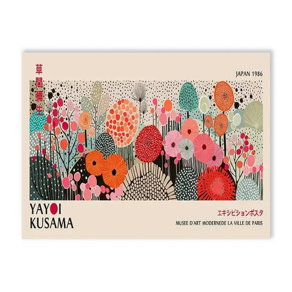 Yayoi kusama flower abstract canvas print living room wall art
