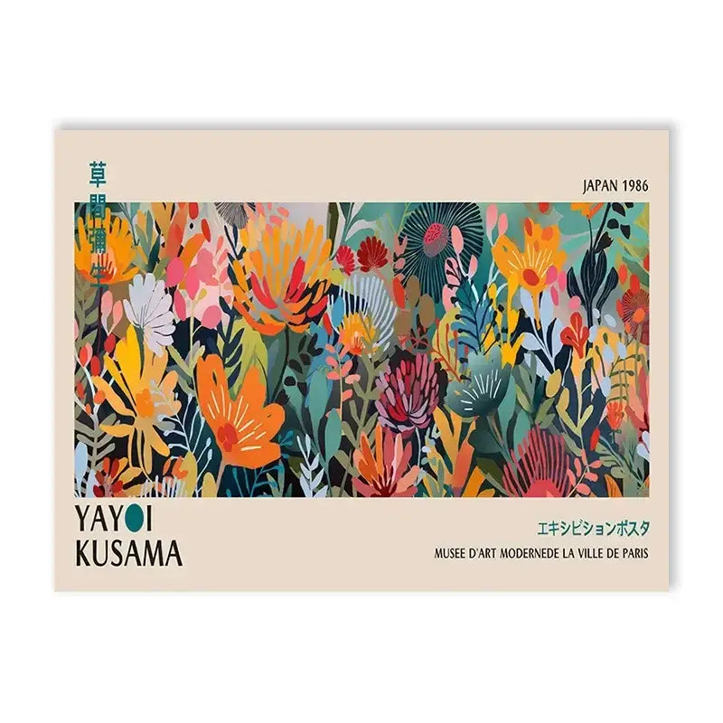 Yayoi kusama flower abstract canvas print living room wall art