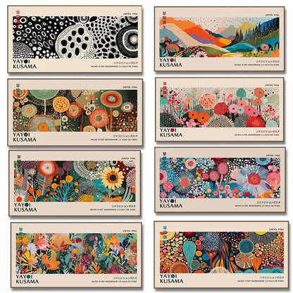 Yayoi kusama flower abstract canvas print living room wall art