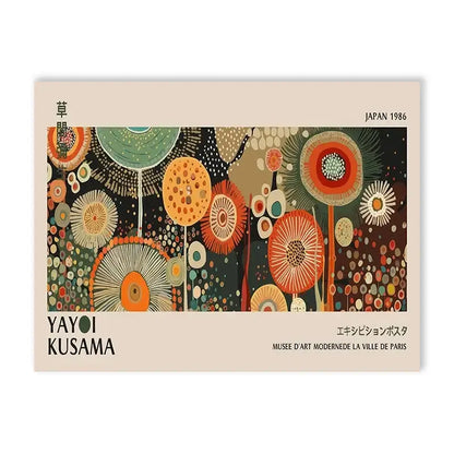 Yayoi kusama flower abstract canvas print living room wall art
