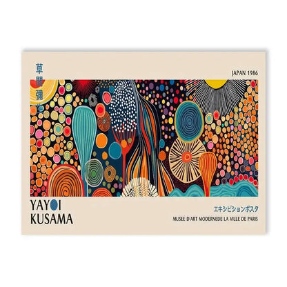 Yayoi kusama flower abstract canvas print living room wall art
