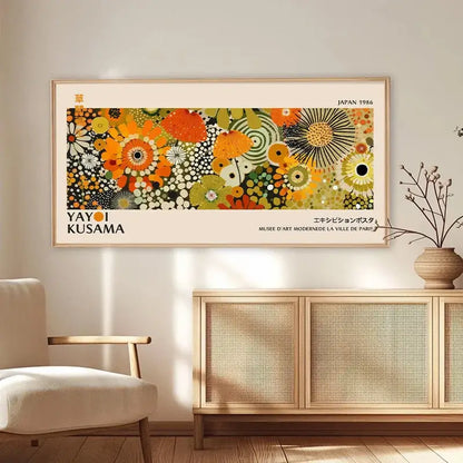Yayoi kusama flower abstract canvas print living room wall art