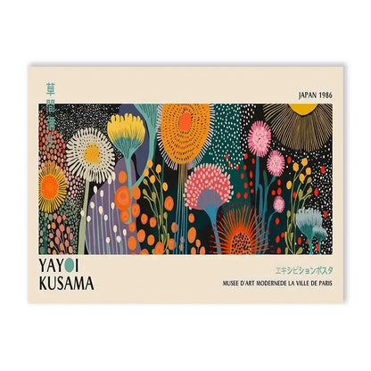 Yayoi kusama flower abstract canvas print living room wall art