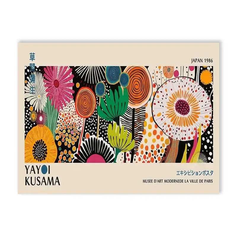 Yayoi kusama flower abstract canvas print living room wall art