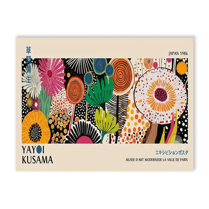 Yayoi kusama flower abstract canvas print living room wall art