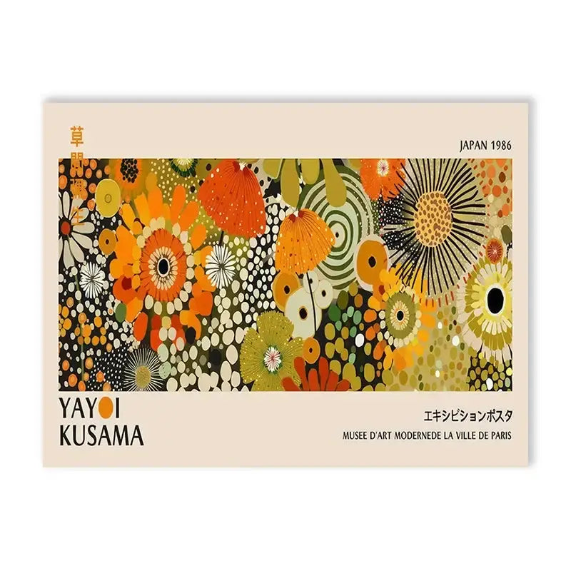 Yayoi kusama flower abstract canvas print living room wall art