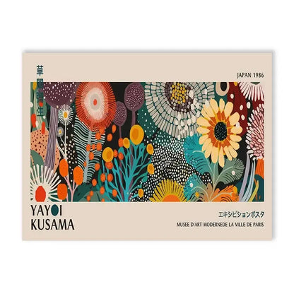 Yayoi kusama flower abstract canvas print living room wall art
