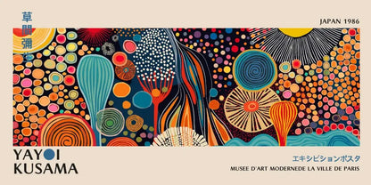 Vibrant polka dot yayoi kusama flower postcard set living room wall art