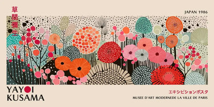 Vibrant polka dot yayoi kusama flower postcard set living room wall art