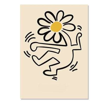 DecorBites™ Yayoi Kusama Inspired Orange Floral Canvas Art