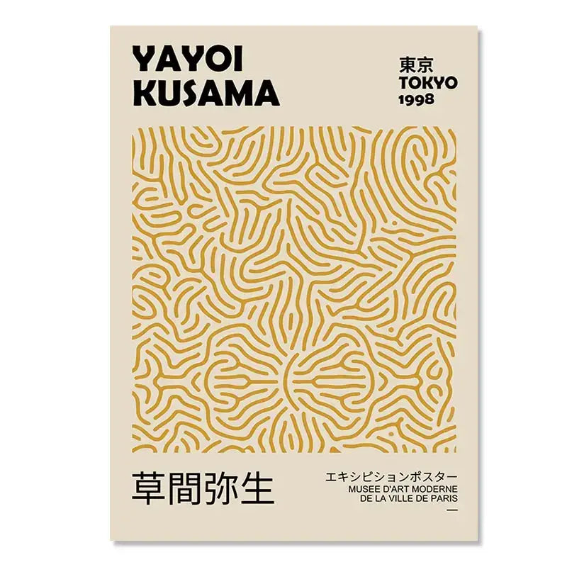 Minimalist yayoi kusama floral canvas wall art living room set