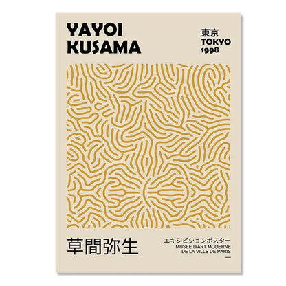 Minimalist yayoi kusama floral canvas wall art living room set