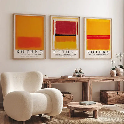 Minimalist yayoi kusama floral canvas wall art living room set