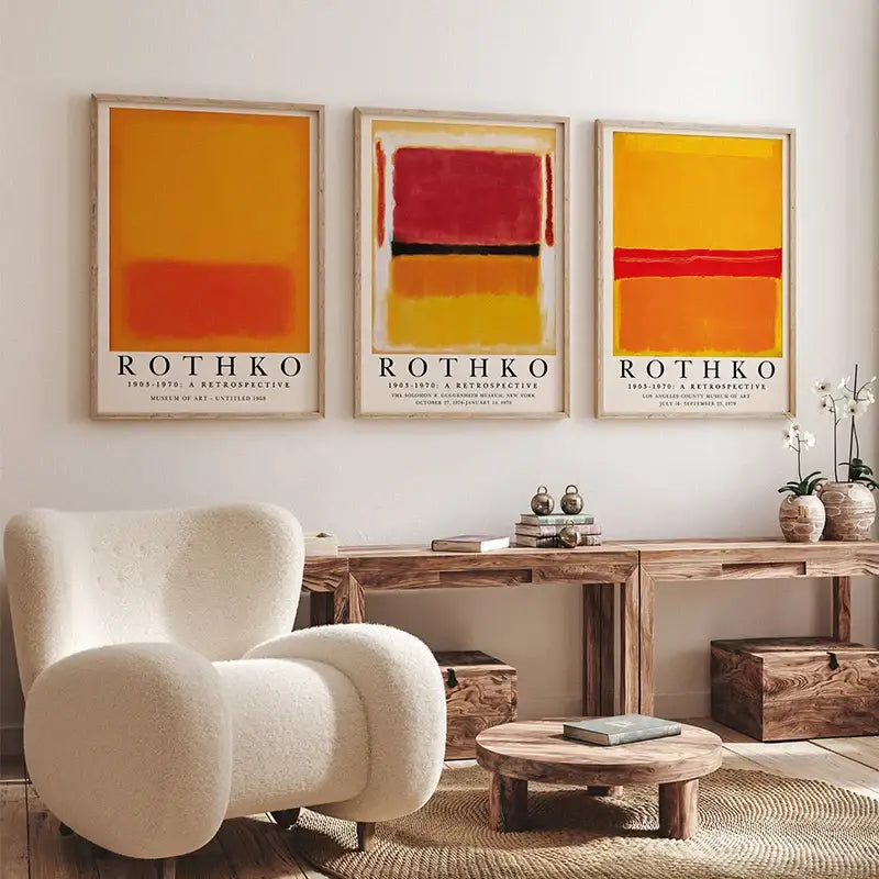 Minimalist yayoi kusama floral canvas wall art living room set