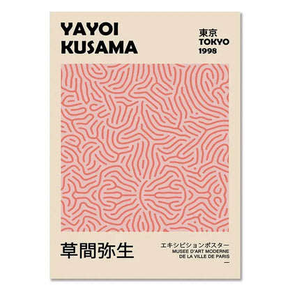 Minimalist yayoi kusama floral canvas wall art living room set