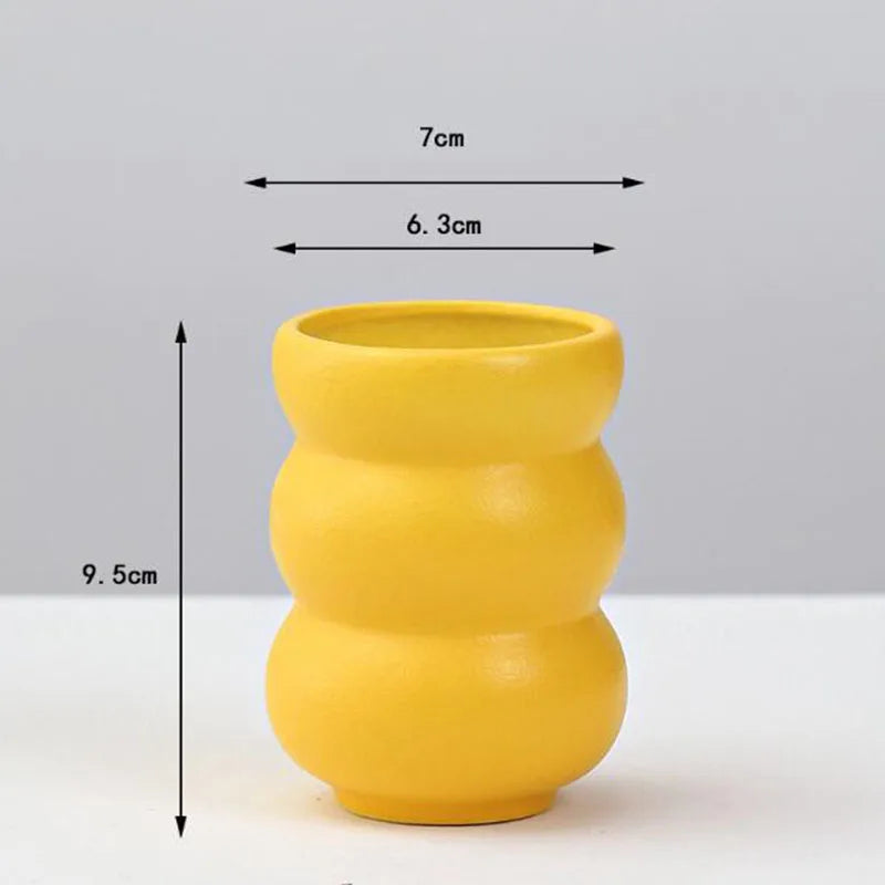 DecorBites™ Yellow Porcelain Flower Vase for Home Decor
