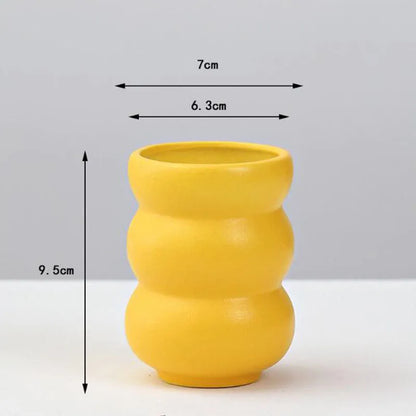 DecorBites™ Yellow Porcelain Flower Vase for Home Decor
