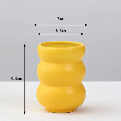 Matte yellow porcelain flower vase for living room home decor