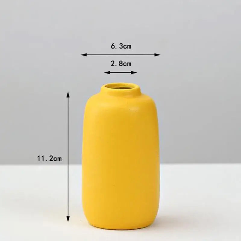 Matte yellow porcelain flower vase for living room home decor